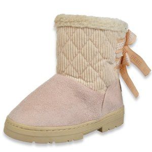 Bebe Toddler Girls Faux Fur Lined Knit Bow Boots Size 7 NIB
